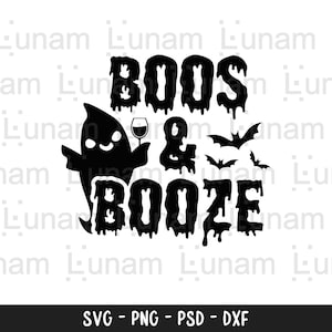 Boos and Booze SVG, Ici pour les Boos, Halloween svg, Cute Ghost SVG, Alcohol svg, Funny Quote svg, Halloween Mom Svg, Mom Shirt svg