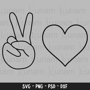 Peace love svg, peace sign svg, peace hand svg, heart svg, love svg, peace love png, svg files for cricut silhouette, diy peace love