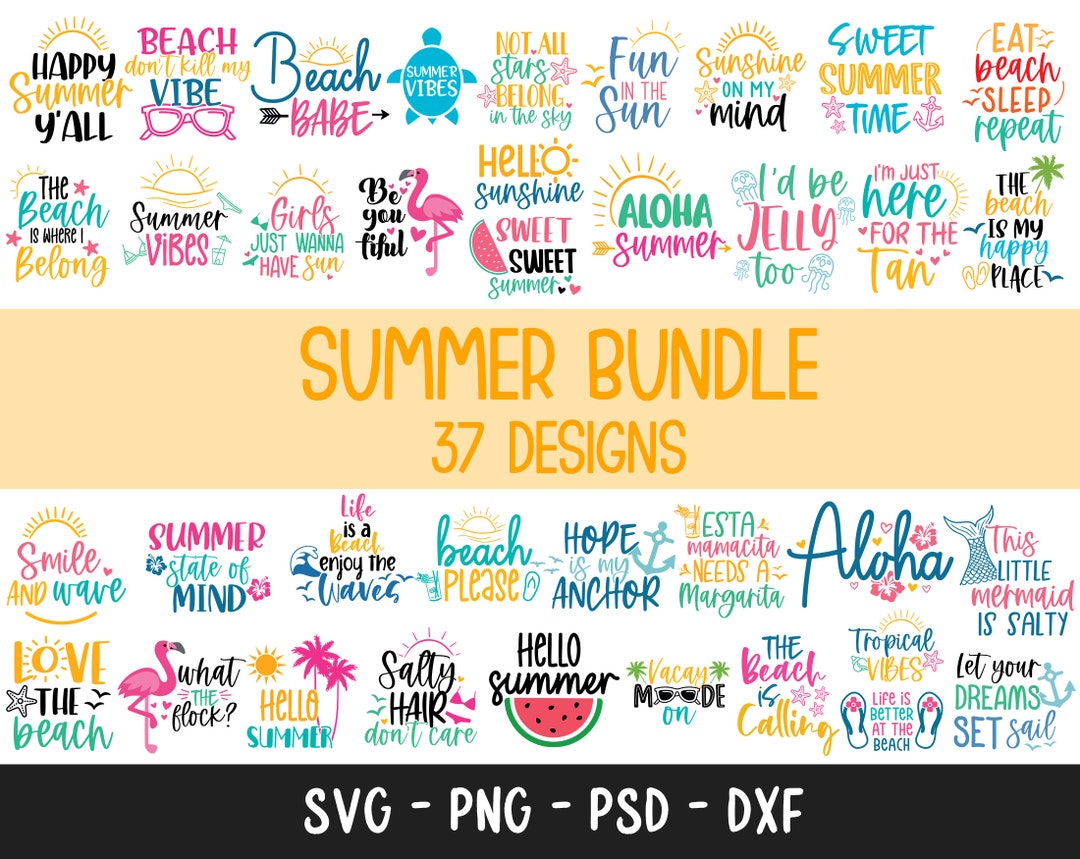 Summer Bundle SVG, Beach Svg, Summertime Svg, Funny Beach Quotes Svg ...