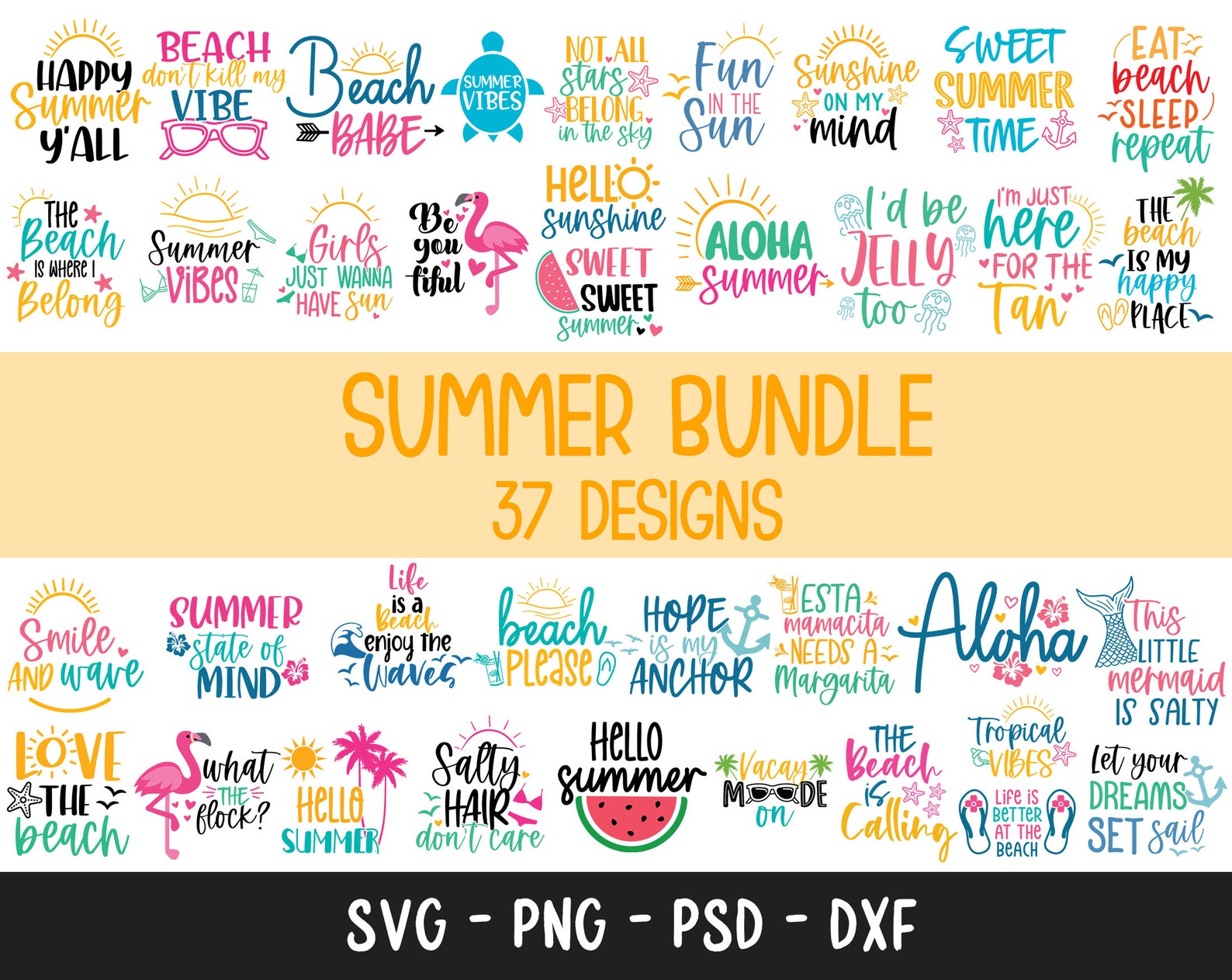 Summer Bundle SVG, Beach Svg, Summertime Svg, Funny Beach Quotes Svg ...