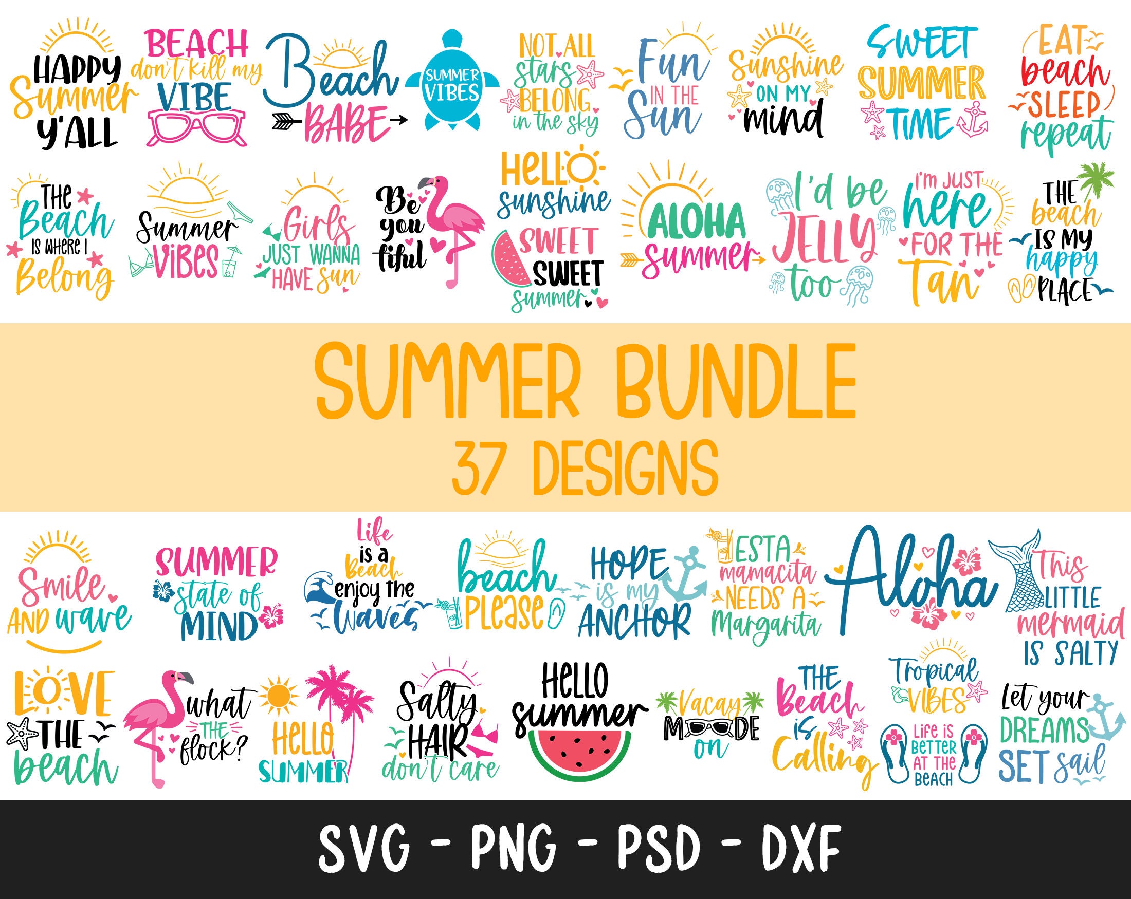 Summer Bundle SVG, Beach Svg, Summertime Svg, Funny Beach Quotes Svg ...
