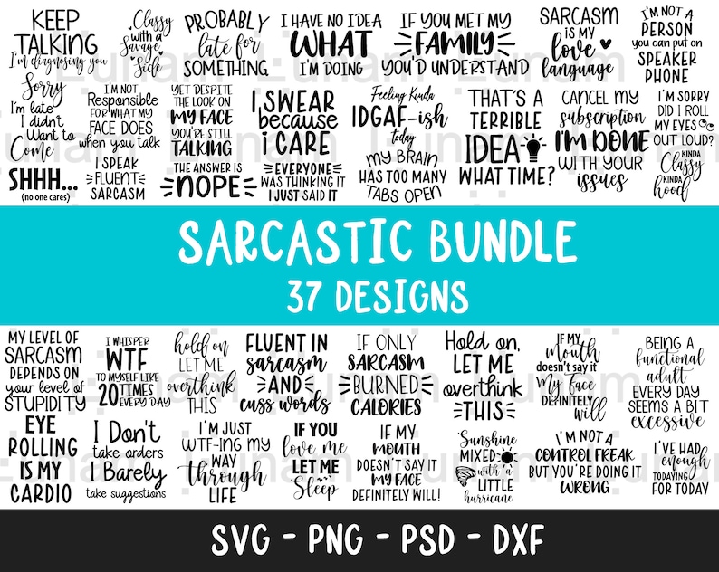 Sarcastic Svg Bundle, Sarcasm svg, Sarcastic Svg Files, Funny Svg Bundle, Funny Quotes Svg, Funny sayings svg, Eps Png, Silhouette, Cricut image 1