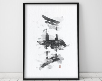 Large Minimalist Art Abstract Artwork Digital Art Abstract Art Japanese Minimal Art Wall Art Wall Decor Japanese watercolor