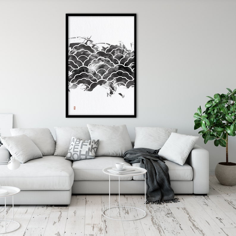 Large Minimalist Art Abstract Artwork Digital Art Abstract Art Japanese Minimal Art Wall Art Wall Decor Japanese watercolor