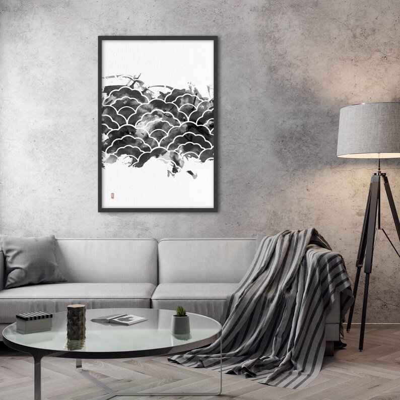 Large Minimalist Art Abstract Artwork Digital Art Abstract Art Japanese Minimal Art Wall Art Wall Decor Japanese watercolor