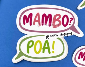 Mambo Poa | Glansigt stansat klistermärke, Tanzania-klistermärke, Swahili, roligt, laptopklistermärke, vattentätt, vinylklistermärke, väderbeständigt