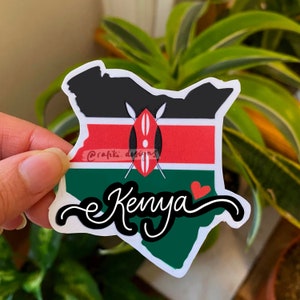 Kenya / Adesivo fustellato lucido, Adesivo Kenya, Swahili, Divertente, Adesivo per laptop, Impermeabile, Adesivo in vinile, Resistente alle intemperie, Adesivi kenioti