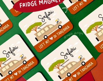 Magnet - Safari Tanzania, Matt Finish | Souvenir, Present, Resa Afrika, Kiswahili, Kenya, Rolig, Afrikansk, Reseminne