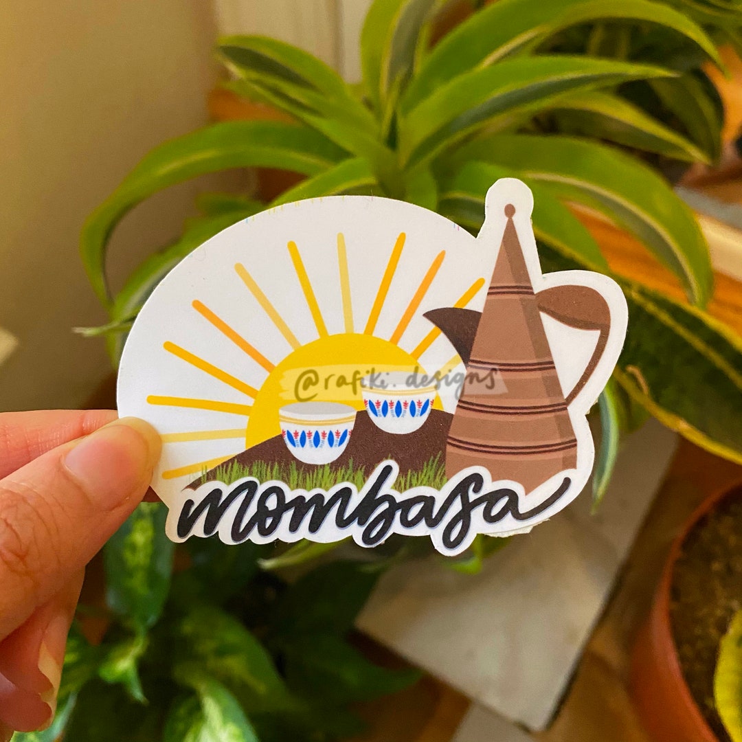 Mombasa Glossy Die Cut Sticker, Kenya Sticker, Swahili, Kenyan Stickers