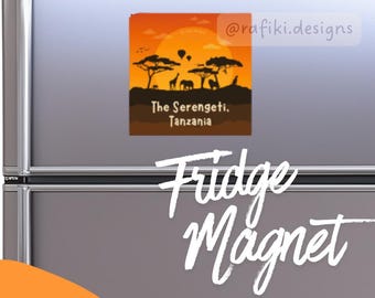 Magnet - Serengeti Sunset, matt finish | Souvenir, Present, Resa Afrika, Tanzania, Kiswahili, Kenya, Roligt, Afrikanskt, Reseminne, Rafiki
