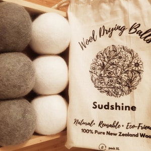 Wool dryer balls XL, 6 pack, Gift, Natural Fabric Softener, Extra large, Reusable, Fragrance Free, Eco-Friendly, Sustainable.