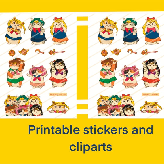 Printable Cat Stickers Clipart | Etsy