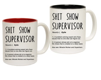 Personalised Shit Show Supervisor Mug -  Mugs novelty coffee rude joke shitshow Christmas Gift Boxed Custom Gifts