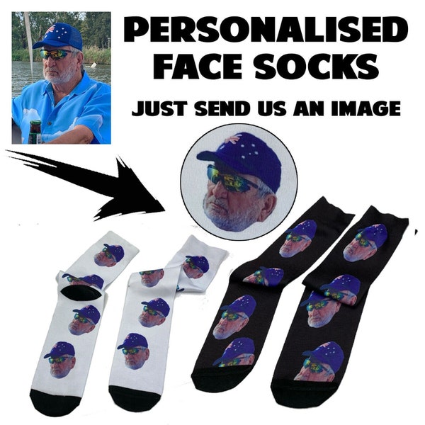 Personalised Face Socks - Novelty Funny custom sock photo text Birthday Gift Gifts Present - FREE SHIPPING