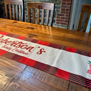 Personalised Christmas Table Runner - Any Surname Family Tablecloth Christmas Xmas Dinner Decorations 1800mm x 350mm