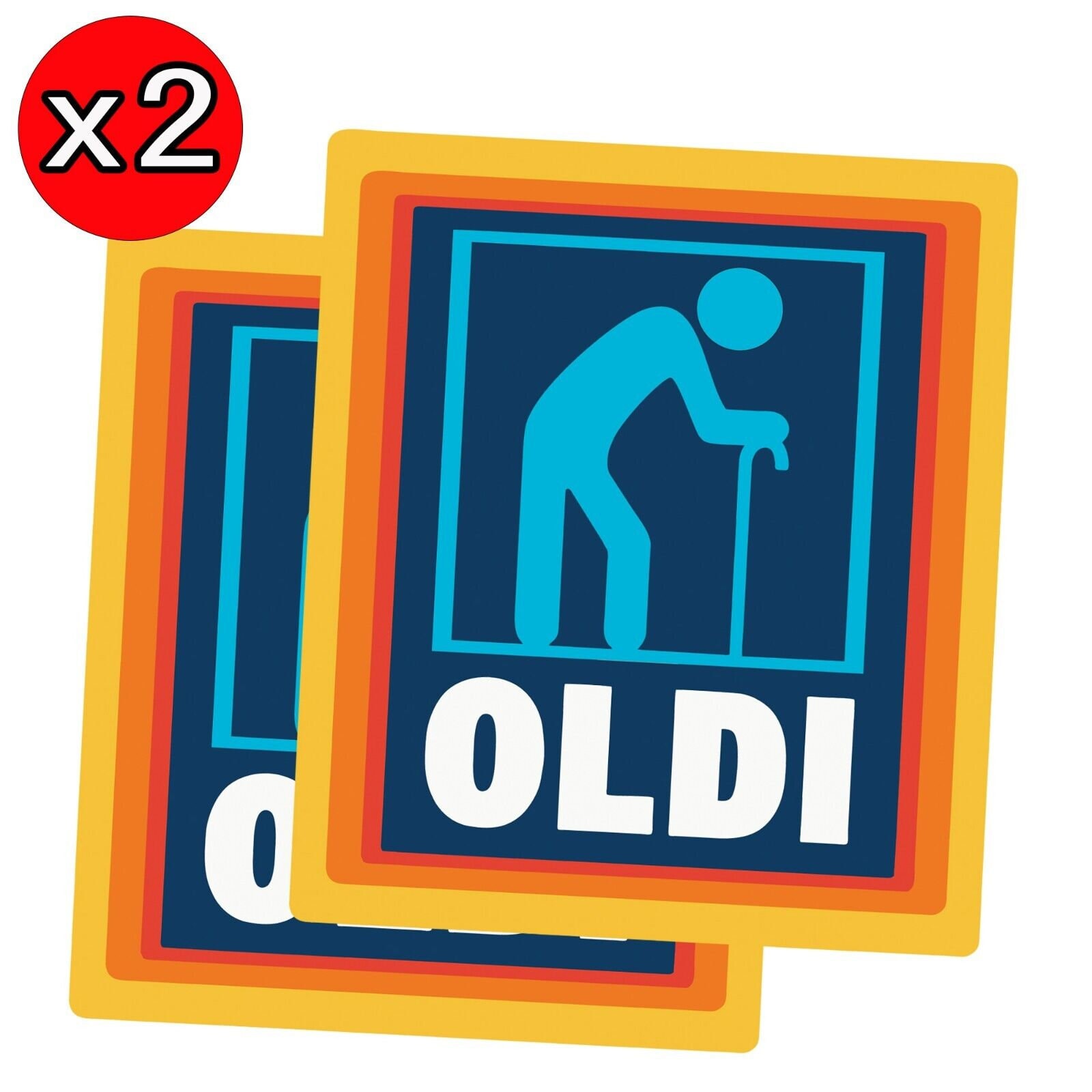 2 x OLDI Car Stickers - Weatherproof Vinyl Decal Window Bumper Ute 4x4 Truck Laptop Sticker