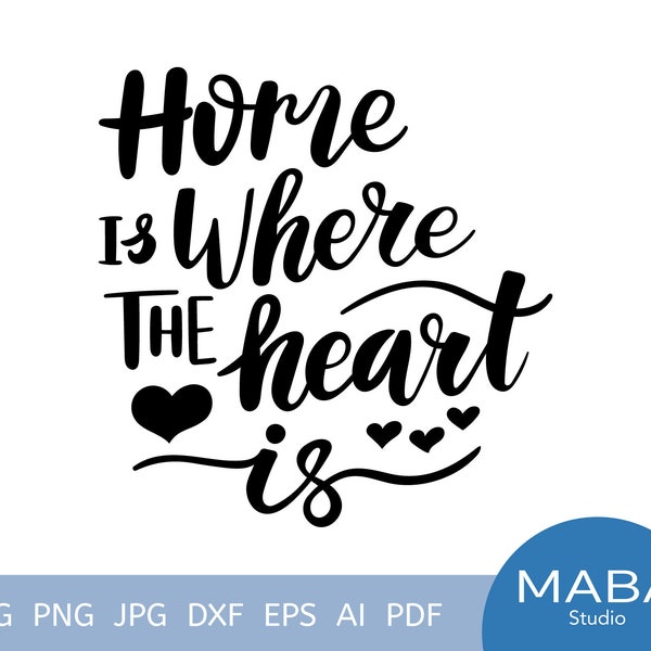 Home is where the heart is, SVG cut file, Home Svg, Home Decor Svg, Cutting File for Cricut, digital file