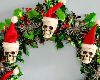 Gothic Christmas Wreath, Handmade Spooky Halloween Decor, Everyday Goth Home Accents