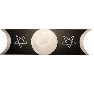 Wall Hanging Triple Goddess Moon, Satanic Pentagram Home Decor, Unique Gift Idea For Satanist Pagan Witch Housewarming Or Birthday
