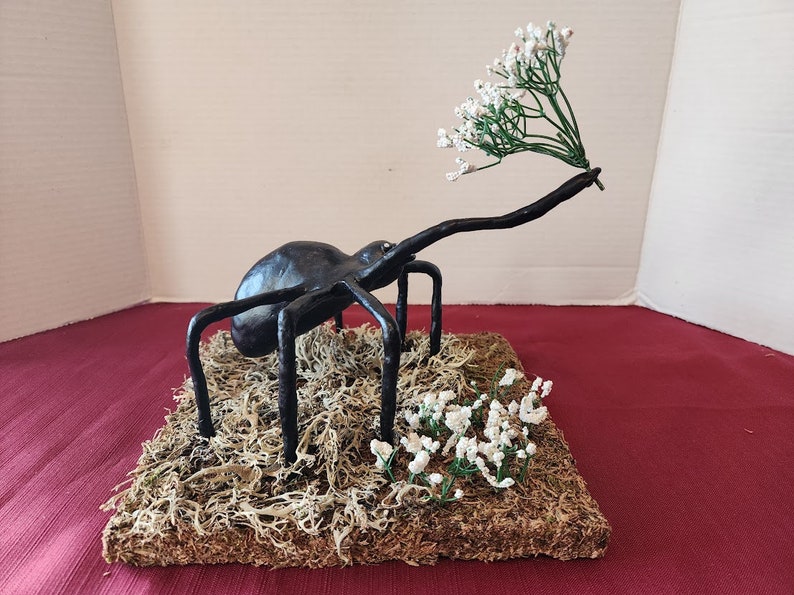 Creepy Cute Spider Sculpture Tabletop Arachnid Artwork Faux Plant Gift For Spooky Sweet Couples Birthday Anniversary Friendship Apology image 6