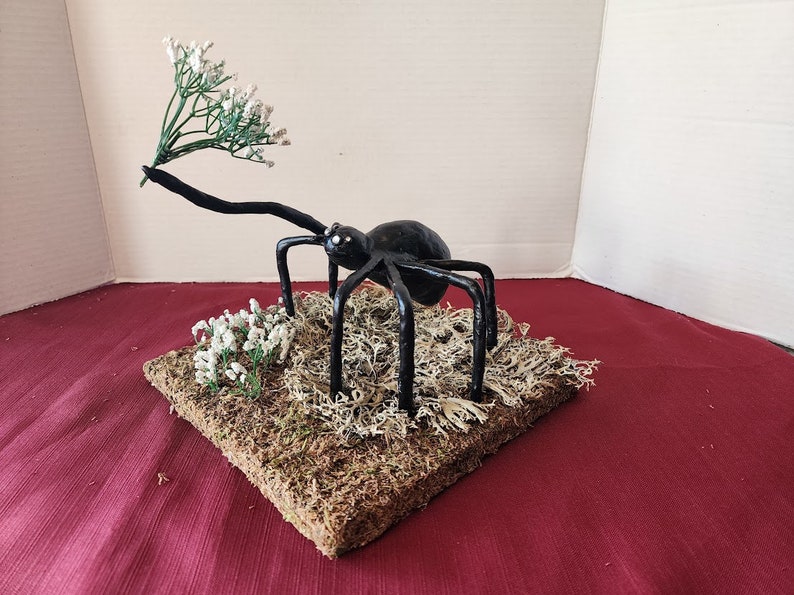 Creepy Cute Spider Sculpture Tabletop Arachnid Artwork Faux Plant Gift For Spooky Sweet Couples Birthday Anniversary Friendship Apology image 2