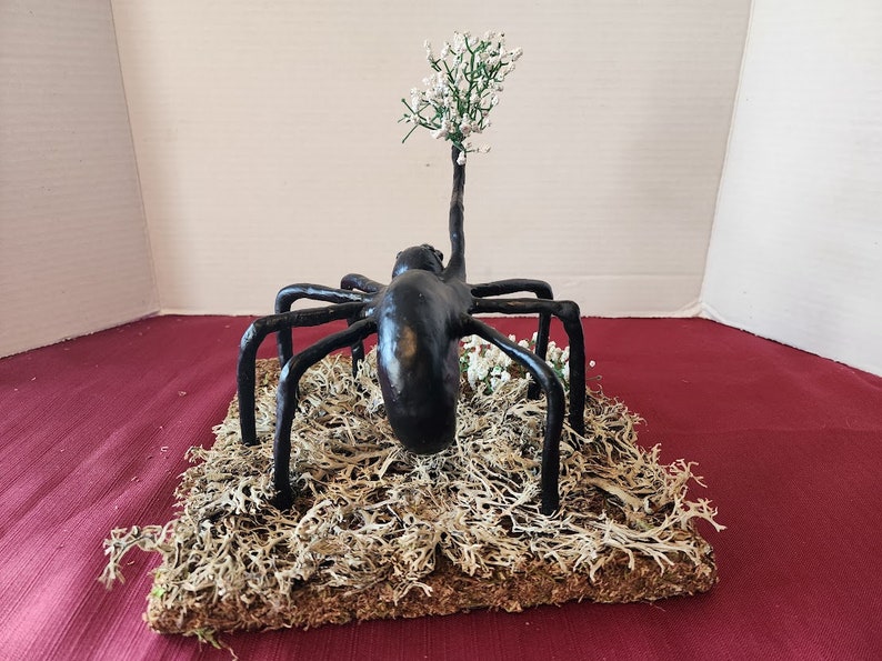 Creepy Cute Spider Sculpture Tabletop Arachnid Artwork Faux Plant Gift For Spooky Sweet Couples Birthday Anniversary Friendship Apology image 3