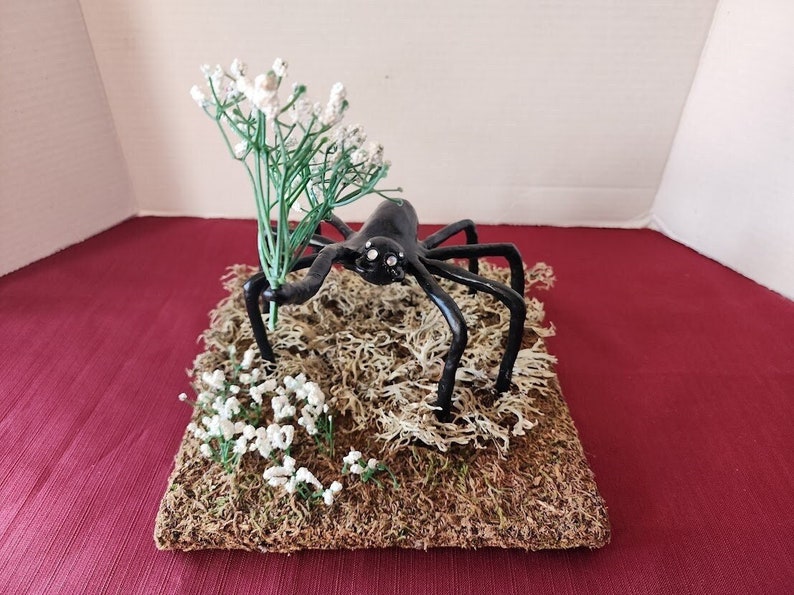 Creepy Cute Spider Sculpture Tabletop Arachnid Artwork Faux Plant Gift For Spooky Sweet Couples Birthday Anniversary Friendship Apology image 1