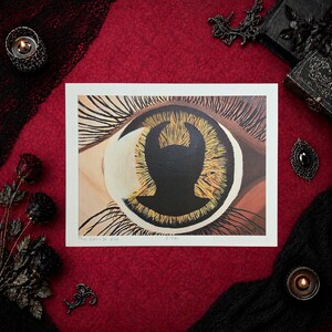 Surreal Eye Devil Art Print, donkere occulte muurkunst, gotische conceptkunstwerken (8,5 x 11 inch, gelimiteerde oplage, niet ingelijst)