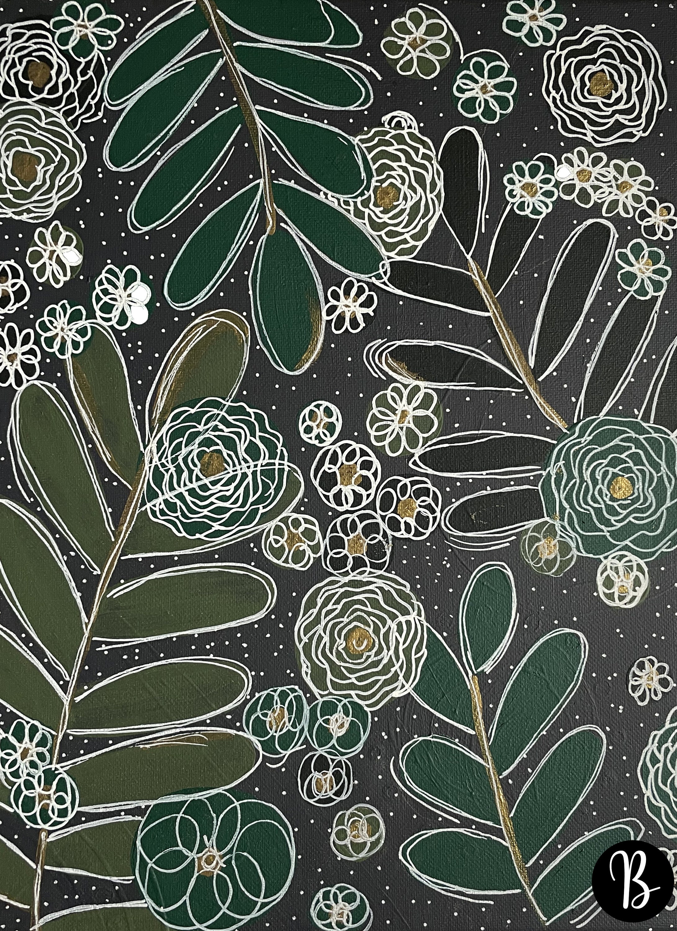 Handpainted acrylic canvas floral pattern Handpainted Etsy