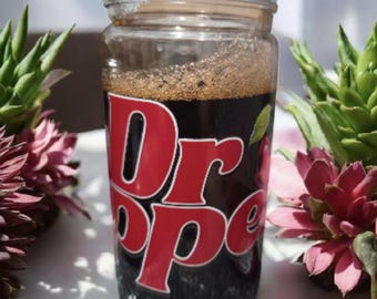 Dr Pepper Tumbler, 16oz Reusable Plastic Cold Cup, Soda Lover Gift, Snowglobe Tumbler