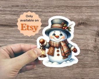 Christmas Snowman Stickers, Craft Sticker For Laptop, Bottle, Phone, Journals, Stationery Gift For Penpal, Snowman Scrapbooking Sticker