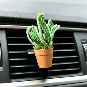 Bead Art, Cute Houseplant, Boho Car Décor, Air Freshner, Gift for Plant Lovers, Mini Air Vent Car Accessory, Car Diffuser, AV Vent Clip