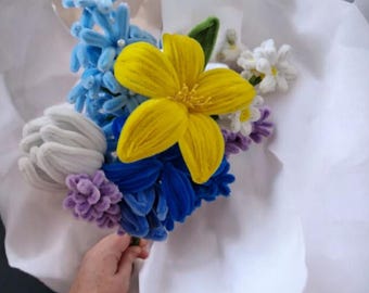 Hochzeitsstrauß, Valentinstag Geschenk für sie, Blumenschmuck, Pfeifenputzer Blumen für Brautjungfer, Freundin, Muttertagsgeschenk, Kunstblume
