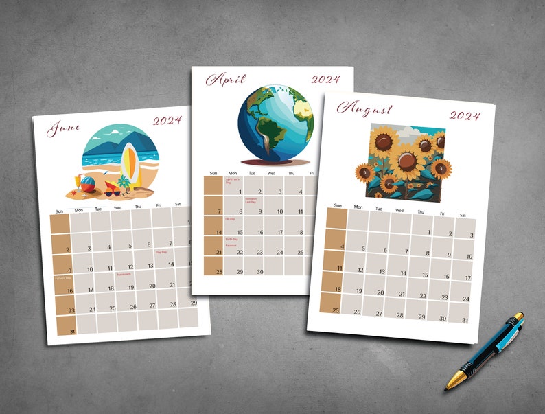 Calendar 2024, Printable Calendar 2024 With USA Holiday Dates, Wall Calendar 2024, Printable Calendar 2024 With USA Holiday Dates, Wall