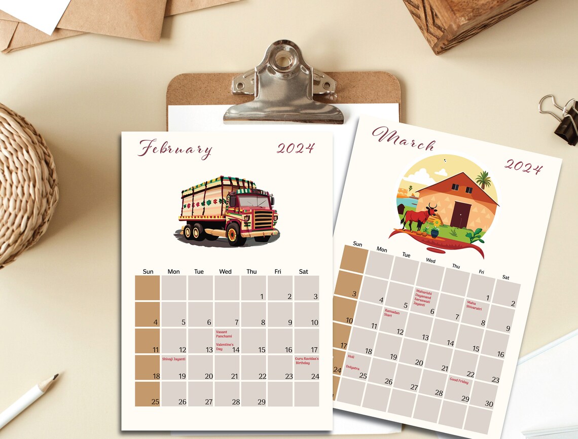 Indian Calender 2024 With All Festivals and Holidays, Printable
