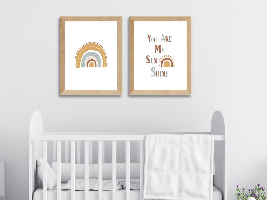 Rainbow & Sunshine Nursery Art Print Set, Boho Decor (digital Download ...