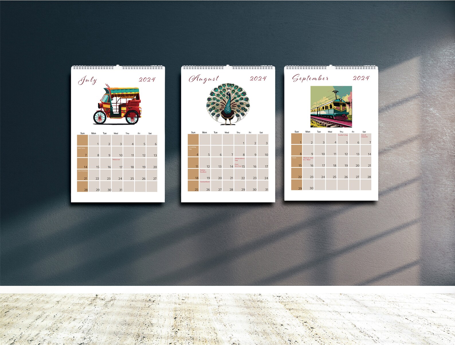 Indian Calendar 2024 With All Festivals and Holidays, Indian Printable