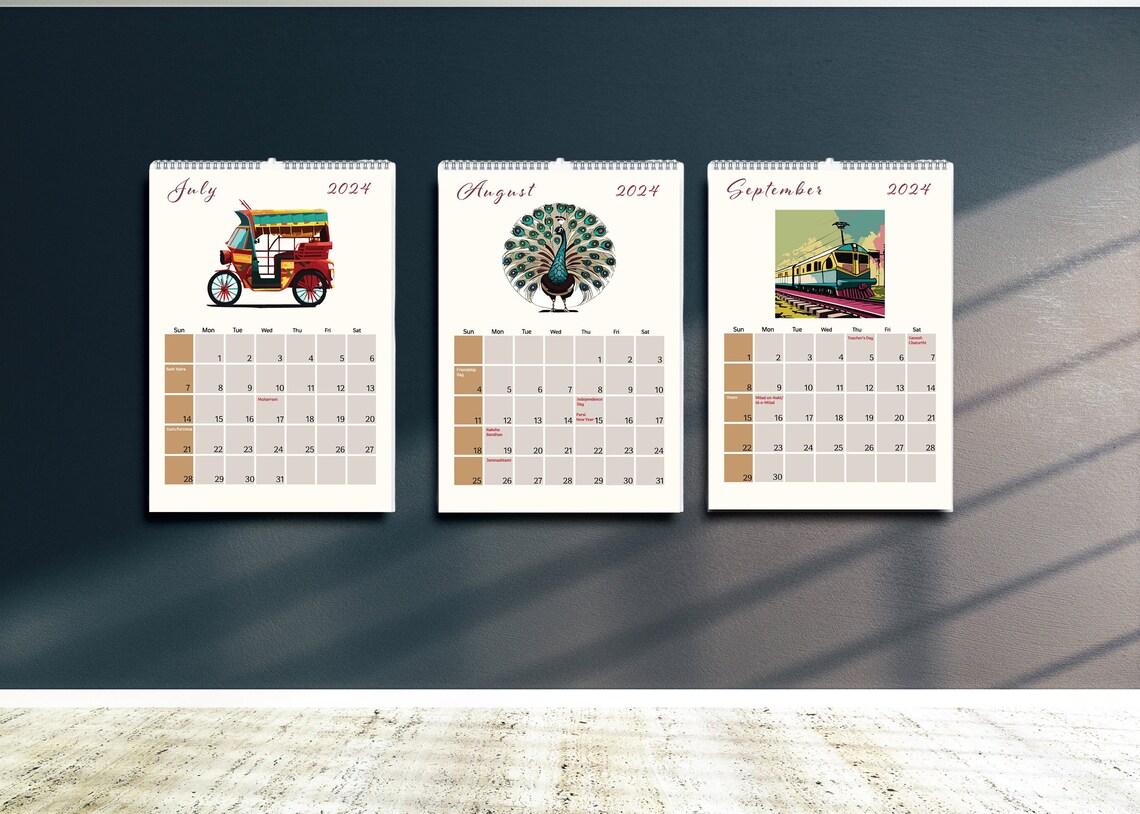 Indian Calender 2024 With All Festivals and Holidays, Printable