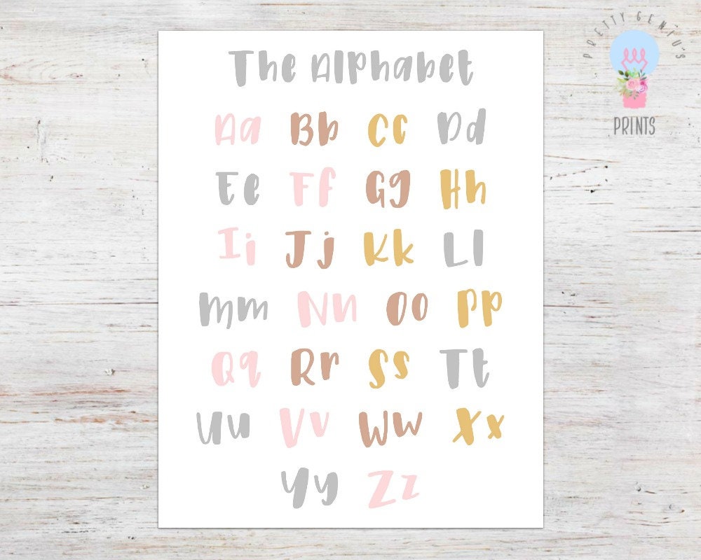 Alphabet, Printable Poster, 8.5x11, Digital Download Etsy