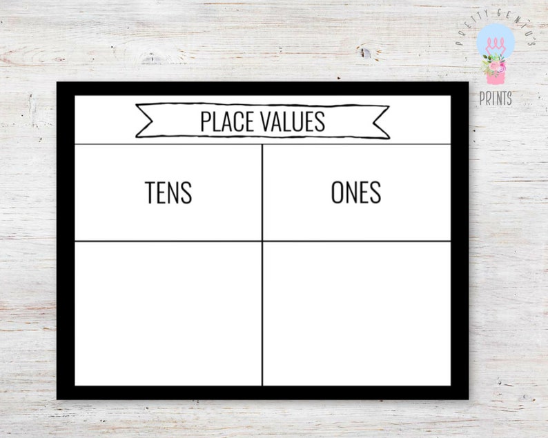 Tens place value chart printable 8 5x11 digital download etsy