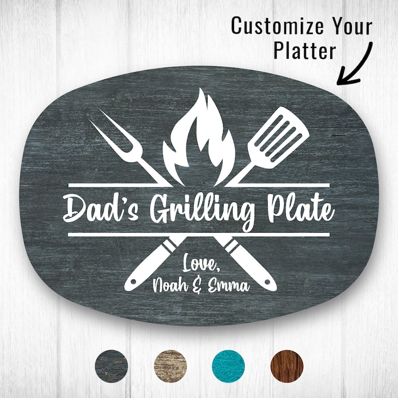 Custom Grilling Plate for Dad Personalized Durable Platter Gift with Kids' Names Grill Plate Gift for Dad Gift for Father's Day afbeelding 1