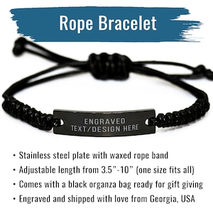 Personalized Bible Verse Bracelet Custom Engraved Scripture Bracelet Black Bracelet Gift for Him Men Christian image 6
