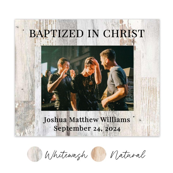 Custom Baptism Frame for Baptism Picture Pallet Wood Frame for Adult Teen Child Baptism Photo Wooden Frame "Baptized in Christ"