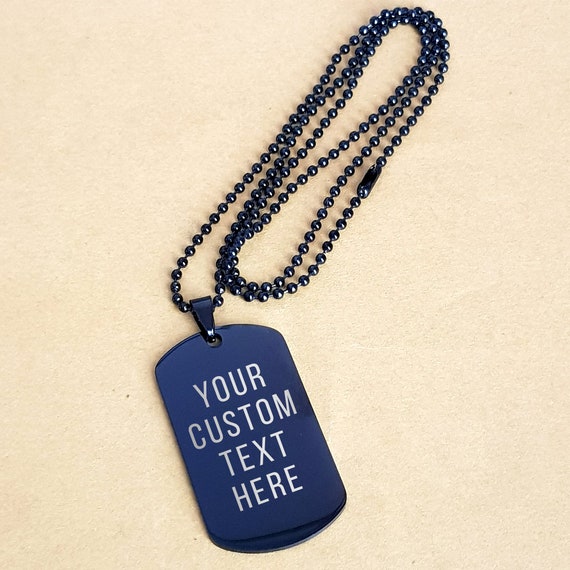 Custom Bible Verse Dog Tag Necklace Personalized Silver or Black Engraved Necklace With Ball Style Chain Gift for Men Him Etsy