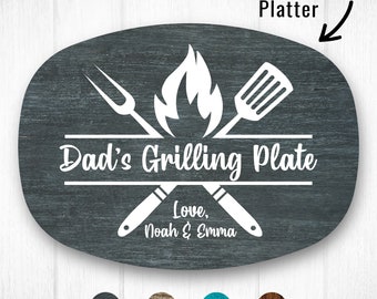 Custom Grilling Plate for Dad Personalized Durable Platter Gift with Kids' Names Grill Plate Gift for Dad Gift for Father's Day