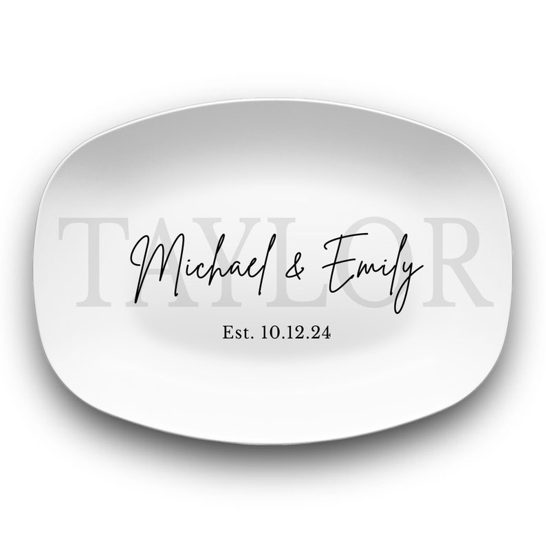 Custom Platter with Names of Couple Gift Plate Custom Name Personalized Platter for Anniversary Gift for Wedding Gift White Serving Plate image 4