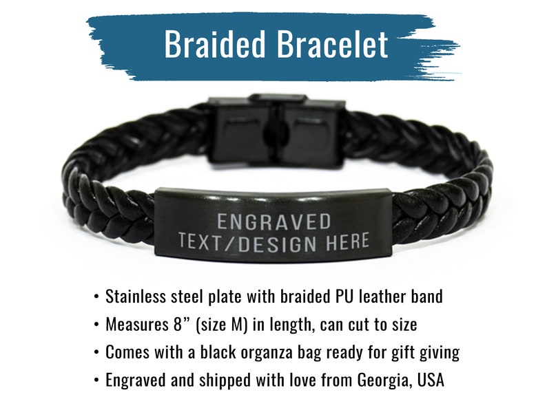 Personalized Bible Verse Bracelet Custom Engraved Scripture Bracelet Black Bracelet Gift for Him Men Christian image 4