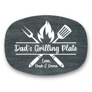 Custom Grilling Plate for Dad Personalized Durable Platter Gift with Kids' Names Grill Plate Gift for Dad Gift for Father's Day Slate Textured