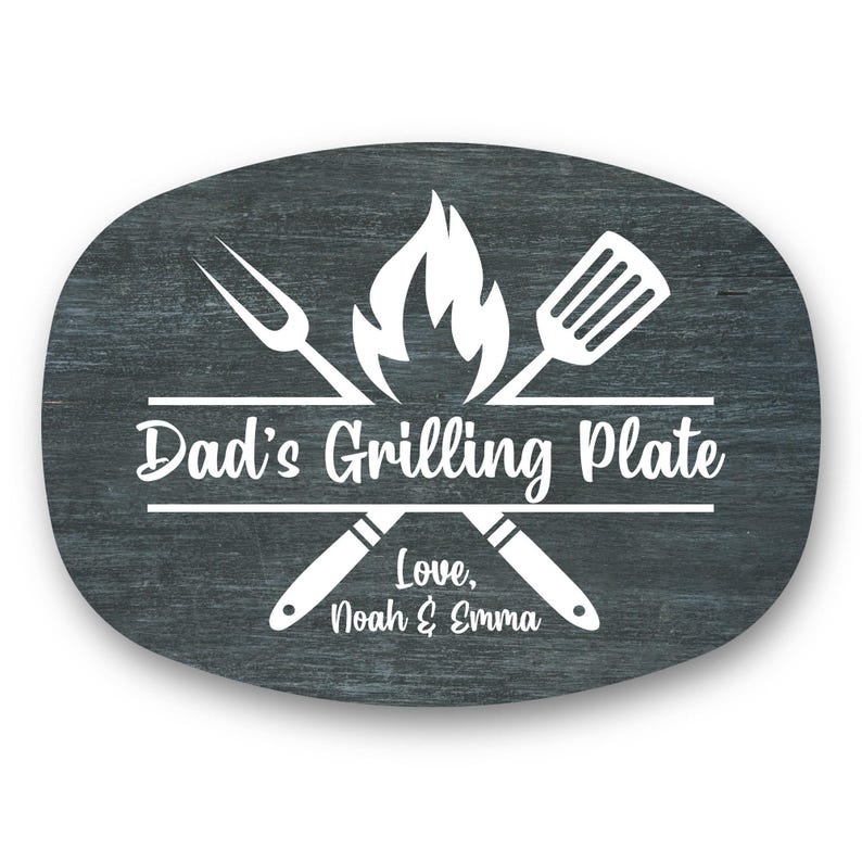 Custom Grilling Plate for Dad Personalized Durable Platter Gift with Kids' Names Grill Plate Gift for Dad Gift for Father's Day Slate Textured