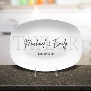 Custom Platter with Names of Couple Gift Plate Custom Name Personalized Platter for Anniversary Gift for Wedding Gift White Serving Plate image 6